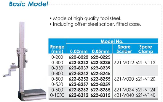 High Quality Precision Vernier Height Gauges Basic Model 0-200/300/350/500/600/1000mm